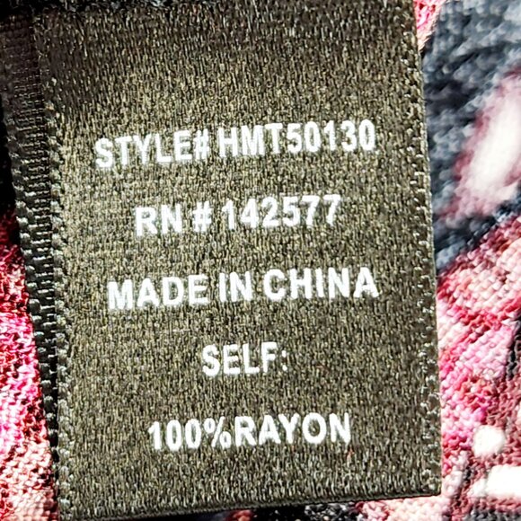 Haute Monde Floral Boho Blouse Black & Red Long Sleeve Size Small - Picture 5 of 11